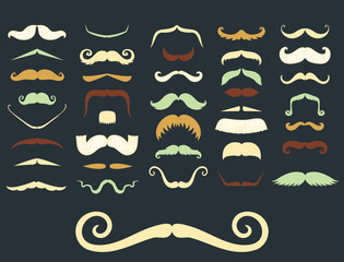 Silhouette vector mustache hair hipster curly collection beard barber and gentleman symbol fashion adult human facial gave vector illustration.