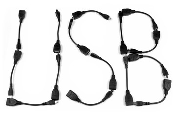 Word USB made of on-the-go (OTG) cables and connectors