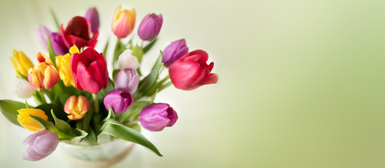 Colorful spring bouquet with tulips