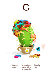 English Alphabet series of Amusing Animals letter C