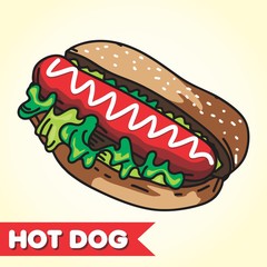 COLORFUL VECTOR DOODLE HOT DOG