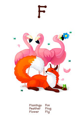 English Alphabet series of Amusing Animals letter F