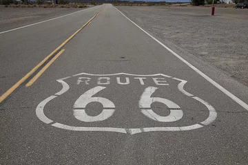 Tableaux ronds sur aluminium Route 66 Marquage de la route 66
