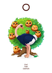 Obraz premium English Alphabet series of Amusing Animals letter O