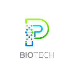 Letter P Green and Blue with abstract biotechnology logotype,Technology DNA vector concept