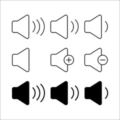 volume icon set on white background