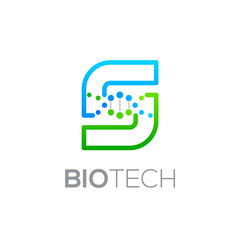 Letter S Green and Blue with abstract biotechnology logotype,Technology DNA vector concept