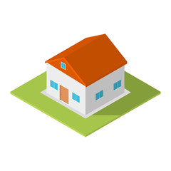 Isometric house with a long shadow