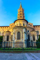 Fototapeta na wymiar The bell tower of the Basilica of Saint Sernin, Toulouse, France