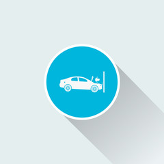 crashed car icon with long shadow