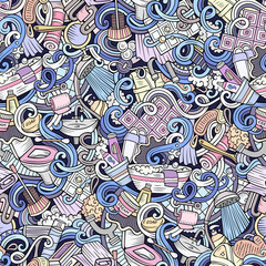 Cartoon cute doodles Bathroom seamless pattern