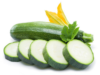 Zucchini on a white background.