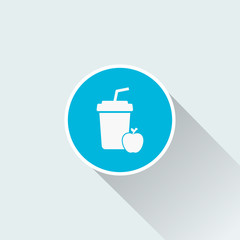 flat plastic cup with apple fruit