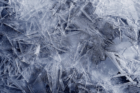 Transparent ice crystals texture cracked background
