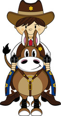 Cartoon Wild West Cowboy on Horse