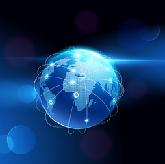 Globe network connection. Vector