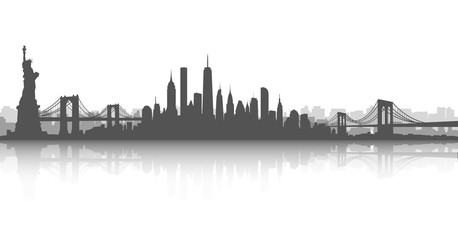 New York City Skyline Vector White and White