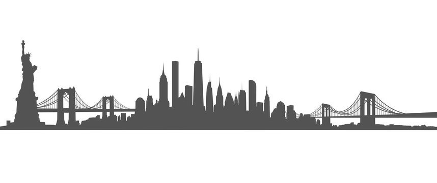 New York City Skyline Vector black and white