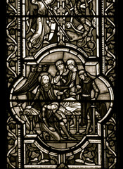Fototapeta na wymiar Stained Glass in Worcester Cathedral - The Unett Window close up H