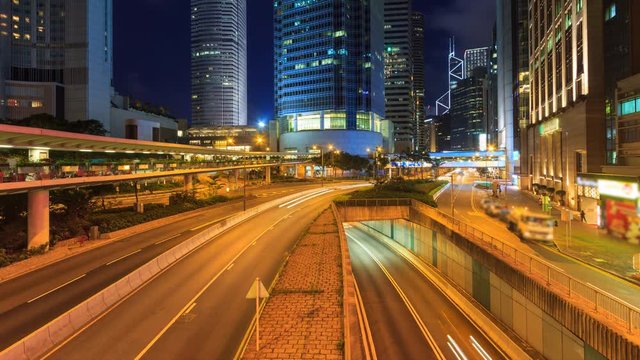 Hong Kong Night Traffic Cityscape 4K Time Lapse