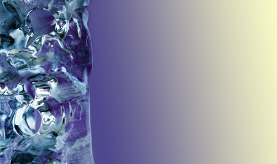 Beautiful decorative icy background. Frozen water crystal element on violet beige gradient...