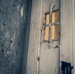 wooden prison door
