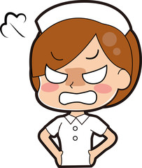 怒りをあらわにする看護師のイラスト