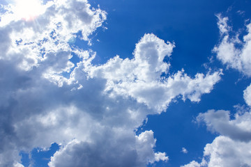 Naklejka na ściany i meble Blue sky with beautiful clouds. Good weather