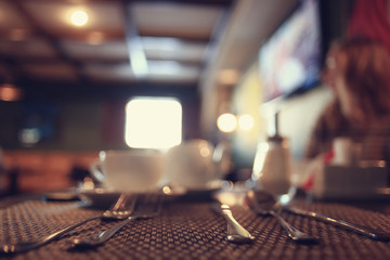 table setting in restaurant