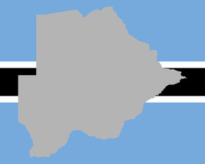 Karte und Fahne von Botswana