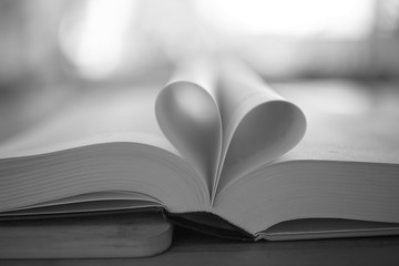 heart from pages of the book concept love tea coffee