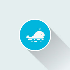 flat whale icon. animal sign