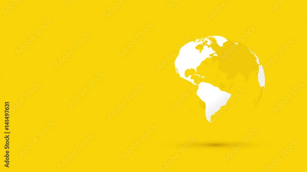 Canvas Prints rotating globe world on yellow background