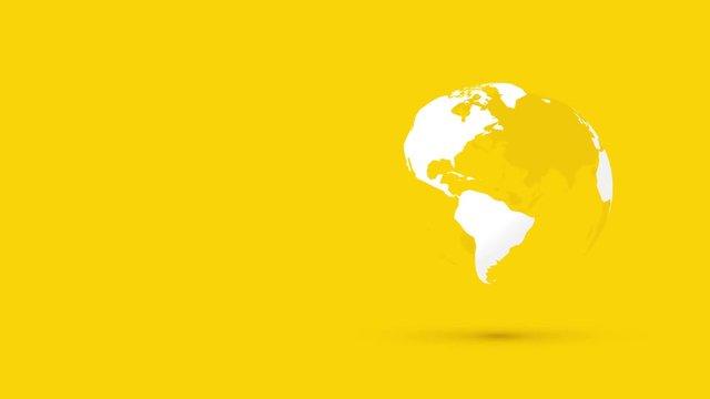 rotating globe world on yellow background