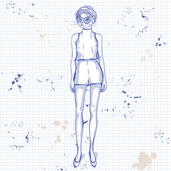 Vector elegant woman with cats head