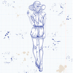 Vector elegant woman with cats head