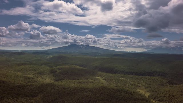 Kronotsky Nature Reserve on Kamchatka Peninsula. View from helicopter stock footage video