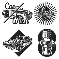 Color vintage car wash emblems