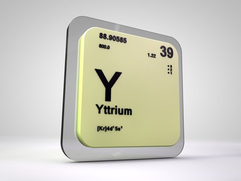 Yttrium - Y - chemical element periodic table 3d render