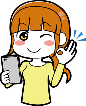 スマホをもってグーサインをする女性のイラスト Buy This Stock Vector And Explore Similar Vectors At Adobe Stock Adobe Stock