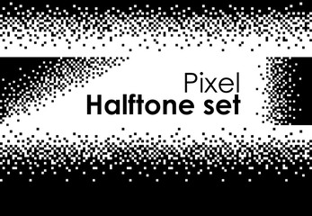 halftone set futuristic 8-bit computer hi-tech design