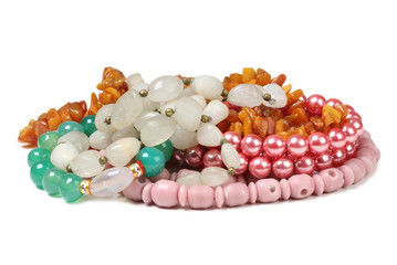 Jewelry made of precious stones on a white background