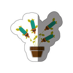 save bulb with leaves inside of plantpot, vector illustration design