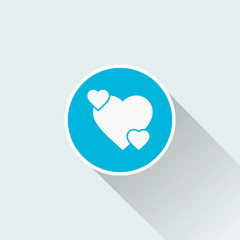 flat heart icon with long shadow