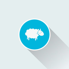 flat sheep icon with long shadow