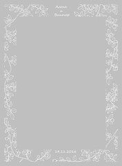 Blueberries frame. Craft art illustration. Gray background