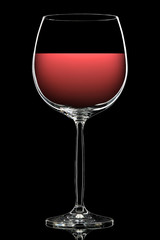 Silhouette of colorful wine glass with on black background