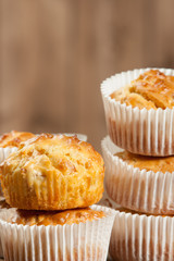 Homebaked Ham And Cheese Muffins In Paper Cases.