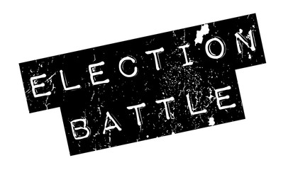 Election Battle rubber stamp. Grunge design with dust scratches. Effects can be easily removed for a clean, crisp look. Color is easily changed.