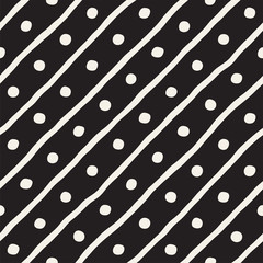 Vector Seamless Childlike Pattern. Monochrome Hand Drawn Geometric Shapes Texture